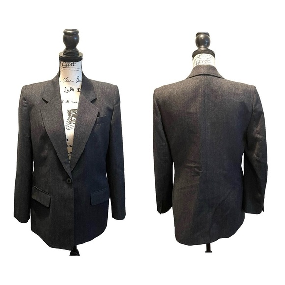 Talbots Petite 2pc Skirt Suit Blazer Jacket Gray Size 8P Wool NWOT Business - Picture 2 of 13